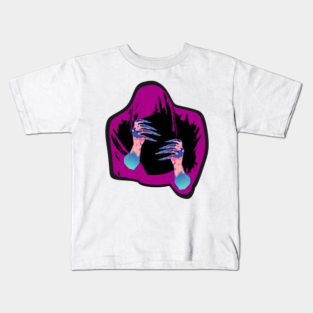 faceless mysterious figure with scary long nails Kids T-Shirt by Forrosa